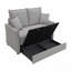 Canapé-lit modulaire en chenille gris avec rangement et 2 coussins décoratifs