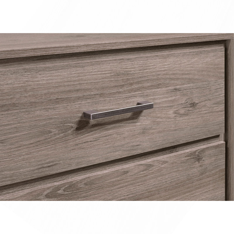 1Pc Contemporary 2-Drawer Storage Nightstand Metal Handle Grey Oak Finish