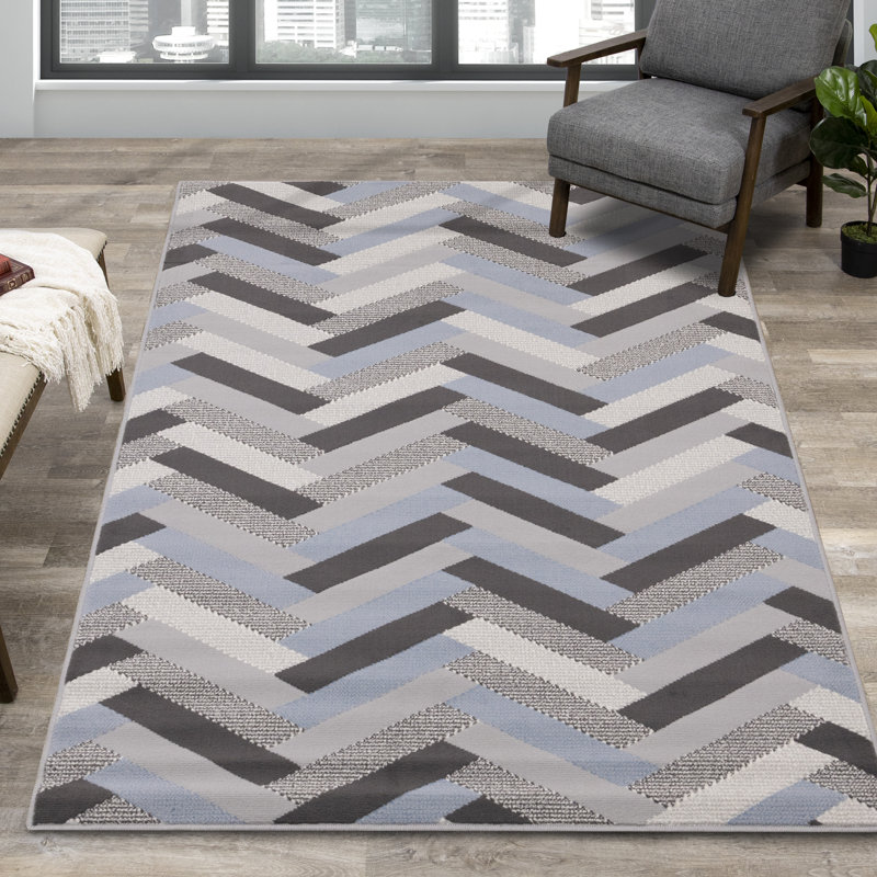 Tapis gris à motif de chevrons Shelldrake