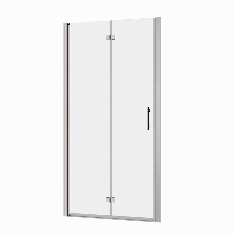 Porte de douche moderne pivotante en verre trempé et aluminium chromé pour salle de bain luxueuse