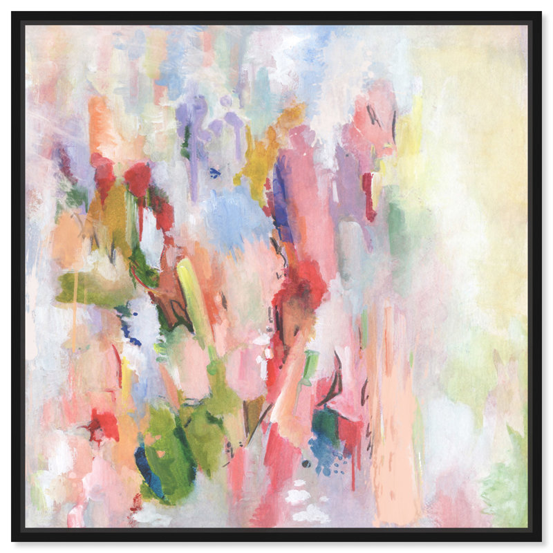 Beauté florale abstraite - impression sur toile, Toile avec cadre flottant, H 21 po x l 21 po, Noir