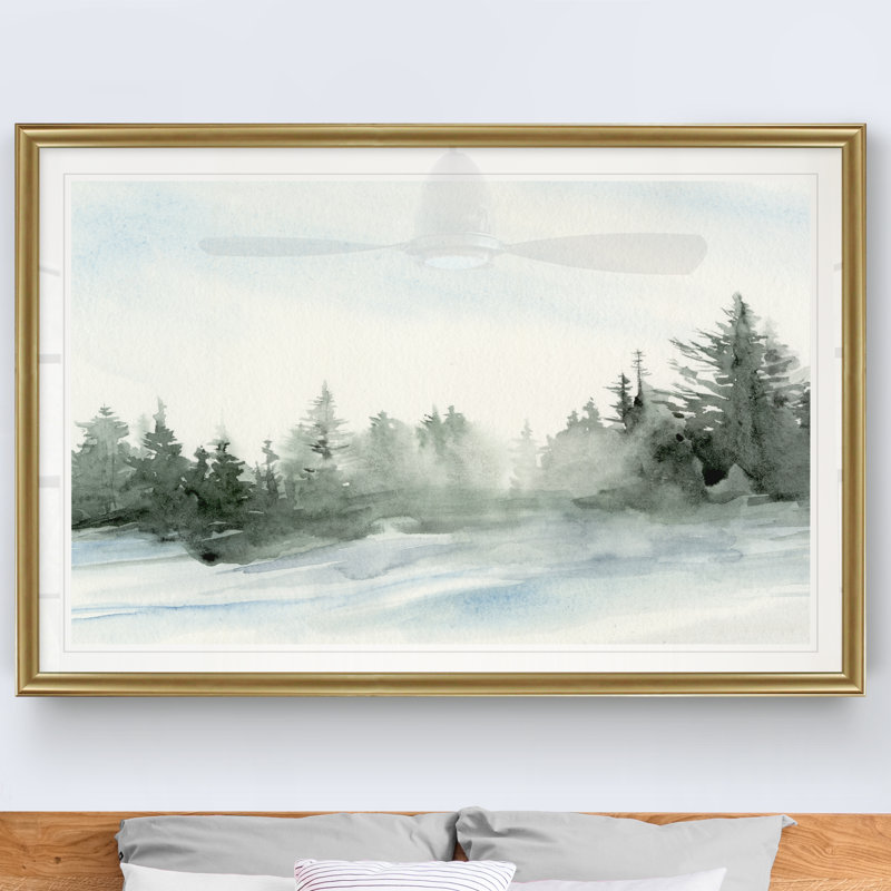 «Evergreen In The Distance I», reproduction d'art sur toile, H 30,5 po x l 42,5 po x P 1,5 po, Cadre doré