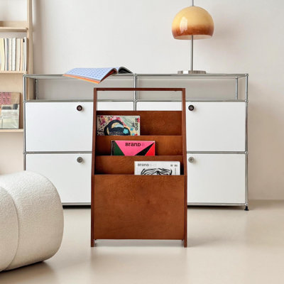 Porte-revues sur pied en bois massif Lurva