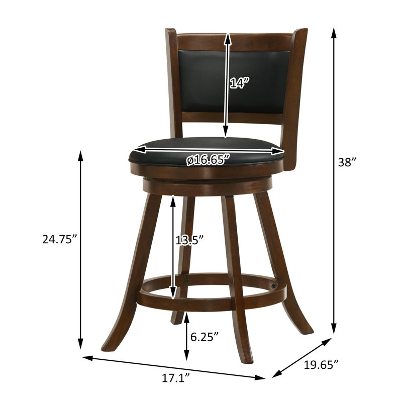 Caesare Swivel Stool in Brown and Black, Counter Stool (24.75" Seat Height)