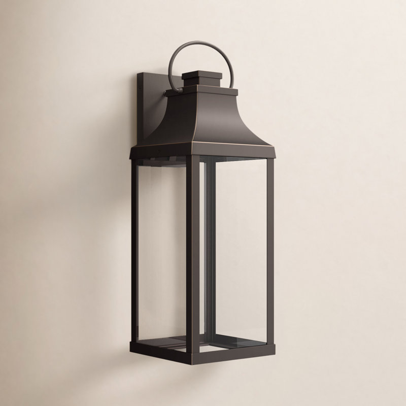 Parker Outdoor 1-Light Night Sky Small Wall Lantern In Black With Clear Glass, Oiled Bronze,  24"H x 8"W x 10"D