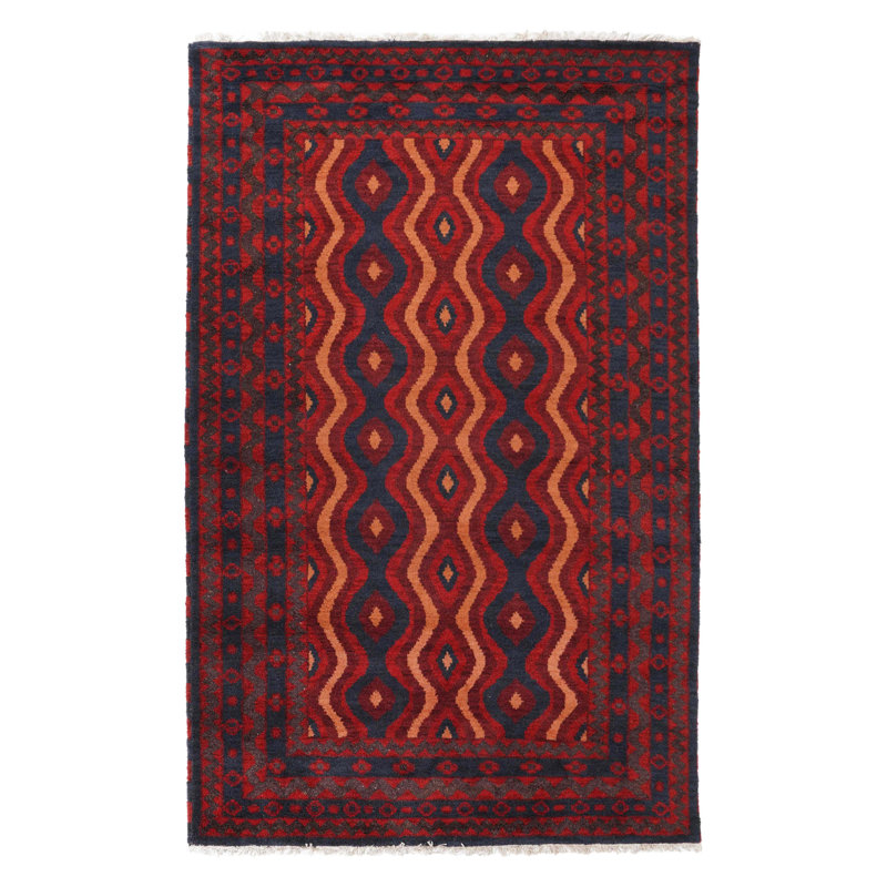 Tapis d'intérieur multicolore fait à la main en soie et laine, Rectangulaire 3 pi x 5 pi