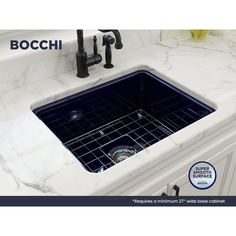 Sotto 24'' L Single Bowl Fireclay Kitchen Sink, Sapphire Blue