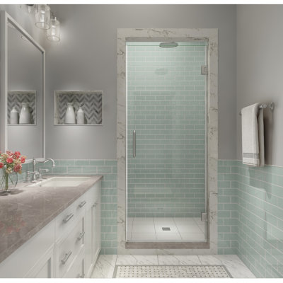 Kinkade XL 31.75" W x 80" H Hinged Frameless Shower Door
