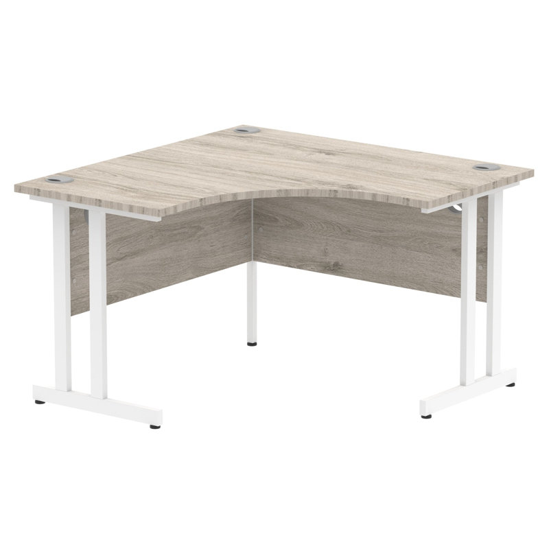 Impulse L-Shape Computer Desk, Corner, Gray Oak/White, 73cm H x 120cm W x 120cm D