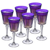 Colored Wine Glasses - Set of 6 Wine Goblets - Glassware - Water Goblets - 7.5 oz, Purple