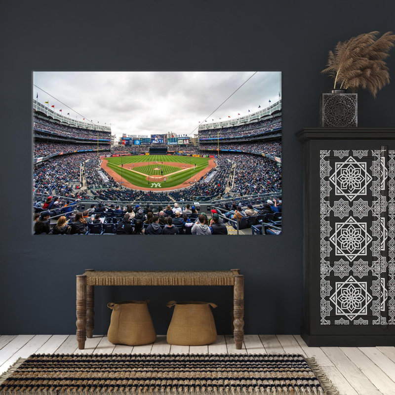 Grand art mural de baseball 3D inspiré par le Yankee Stadium à New York pour une décoration intérieure sur toile