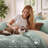 Bedsure Twin Comforter Set - 5 Pieces Sage Green Twin Bedding Set for All Seasons, Boho Contrasting Design Bed in a Bag with Comforter, Sheets, Pillowcase & Sham-105522625-105522624