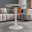 Table basse de 27,6 pouces de style Mid-Century moderne, pouvant accueillir de 2 à 4 personnes, dotée d'un plateau rond en marbre veiné de blanc, parfaite pour divers espaces.-1359889859-1359889856-1359889861