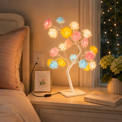Decorative Rose Tree Table Lamp With LED Flower Lights