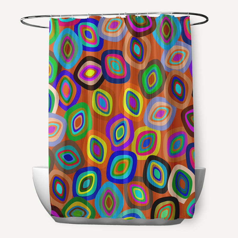 Rideau de douche Steelville, Orange / Bleu / Rose