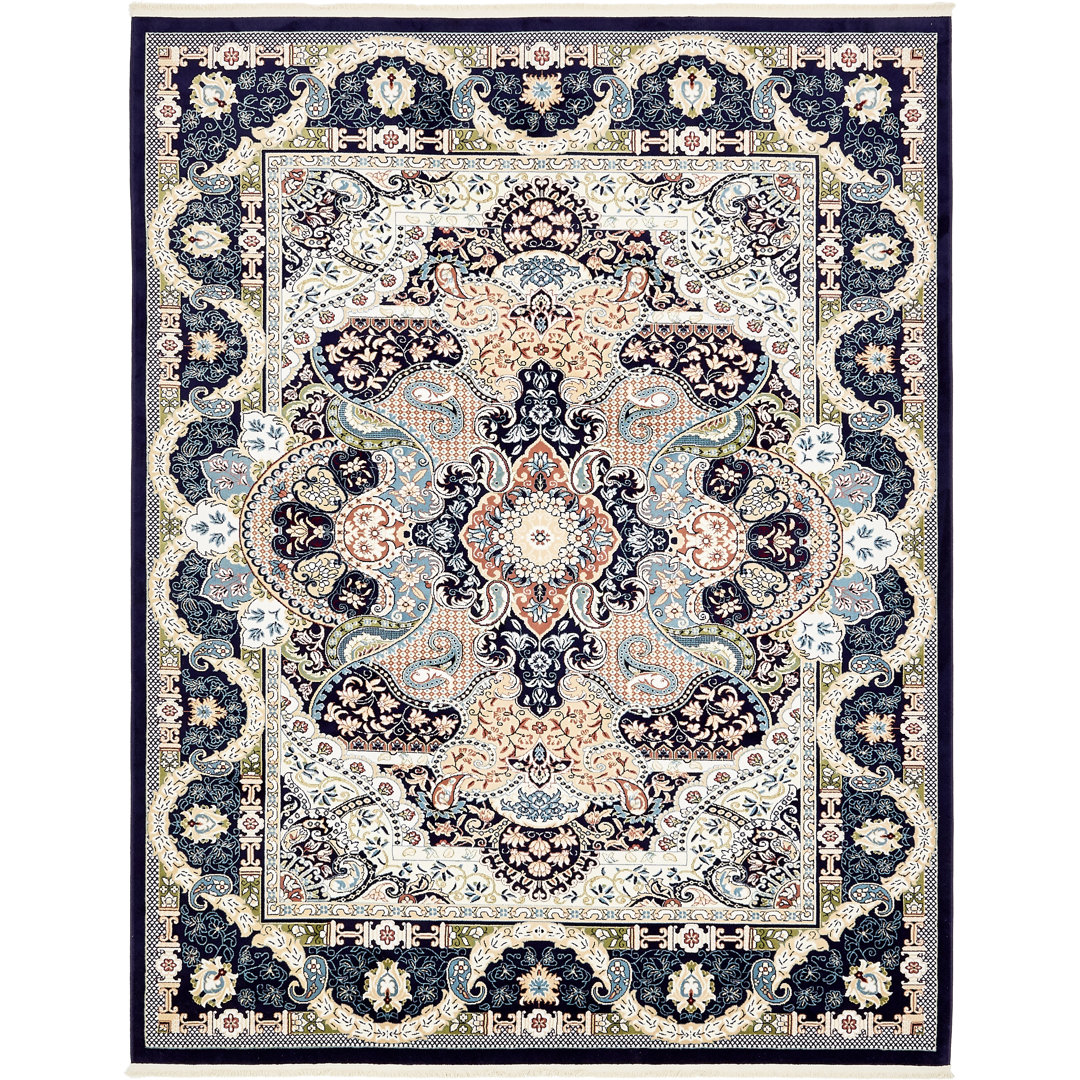 Eleanor Oriental Navy Blue/Ivory Area Rug Astoria Grand Rug 