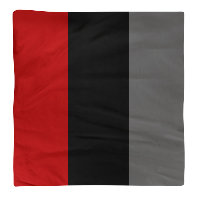 Striped Square Napkin, Scarlet/Black/Gray, 22" H x 22" W x 0.25" D, Poly Twill
