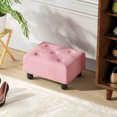 Dharmshila Upholstered Ottoman Bench, Button Tufted Ottoman Foot Rest Footstool, End of Bed Bench
