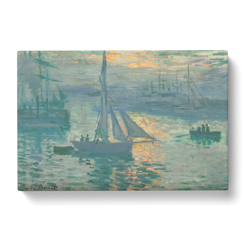 Sunrise Over The Boats by Claude Monet - Wrapped Canvas Painting, 60cm H x 91cm W x 3cm D