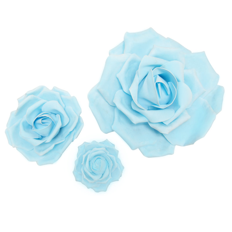 Ensemble de 3 décorations murales en mousse rose, Bleu clair