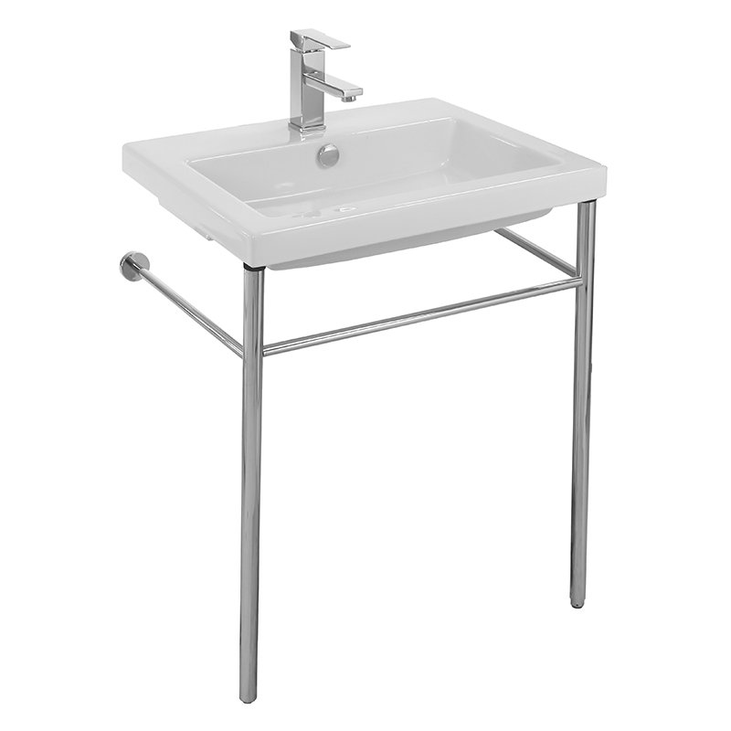 Ceramica Tecla By Nameeks Cangas 17.72'' White Ceramic Rectangular Bathroom Sink with Overflow, Single Hole
