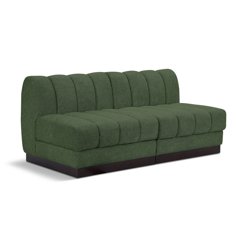 Causeuse rembourrée Quinn, Tissu chenille vert