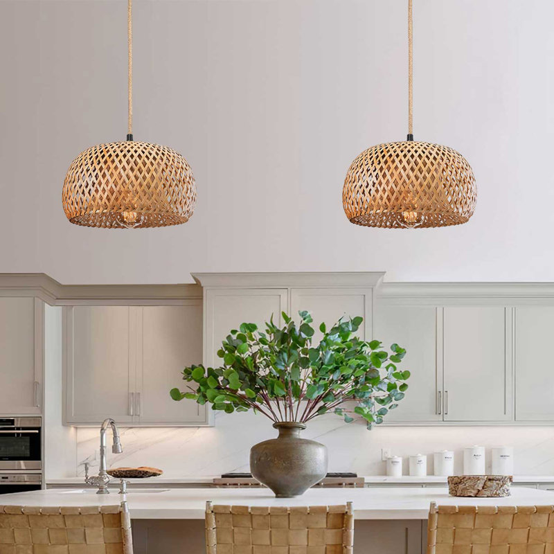 Elderfield 1 - Light Natural Plug in Hemp Rope Simple Pendant Without Lampshade