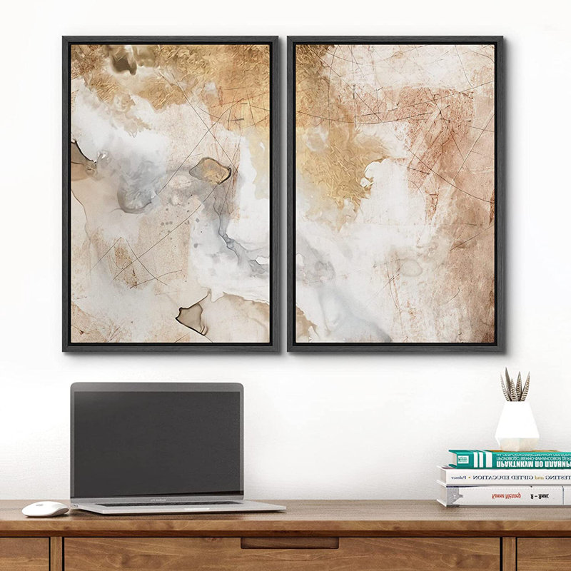 «Abstract Paint Effect», impression sur toile grise, pastel et grunge, H 16 po x l 24 po x P 2 po