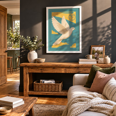 Dove of Peace Geometric - Framed Print