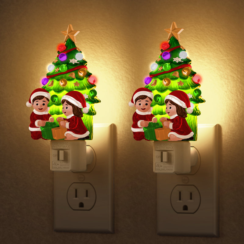 Veilleuses d'arbre de Noël pour enfants, veilleuse à brancher au mur 3000K, veilleuse pour boîte-cadeau pour chambre d'enfant