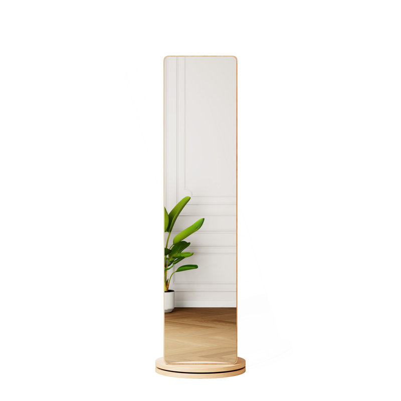 Portemanteaux 360 ° pivotant à 360 ° 69 po x 20 po Portemanteaux avec miroir, Natural Wood