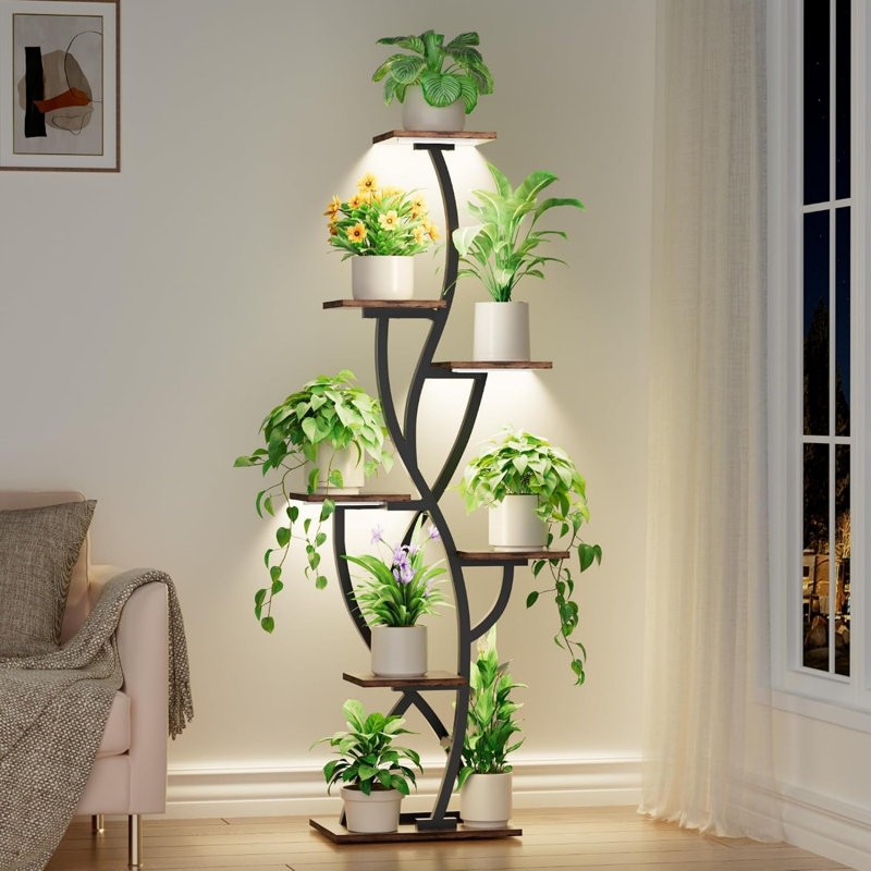 Rustic Plant Stand 7 Tiered Tall for House Patio