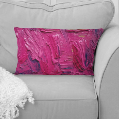 Viva Magenta Bliss Wildness II - Abstract Painting Printed Throw Pillow