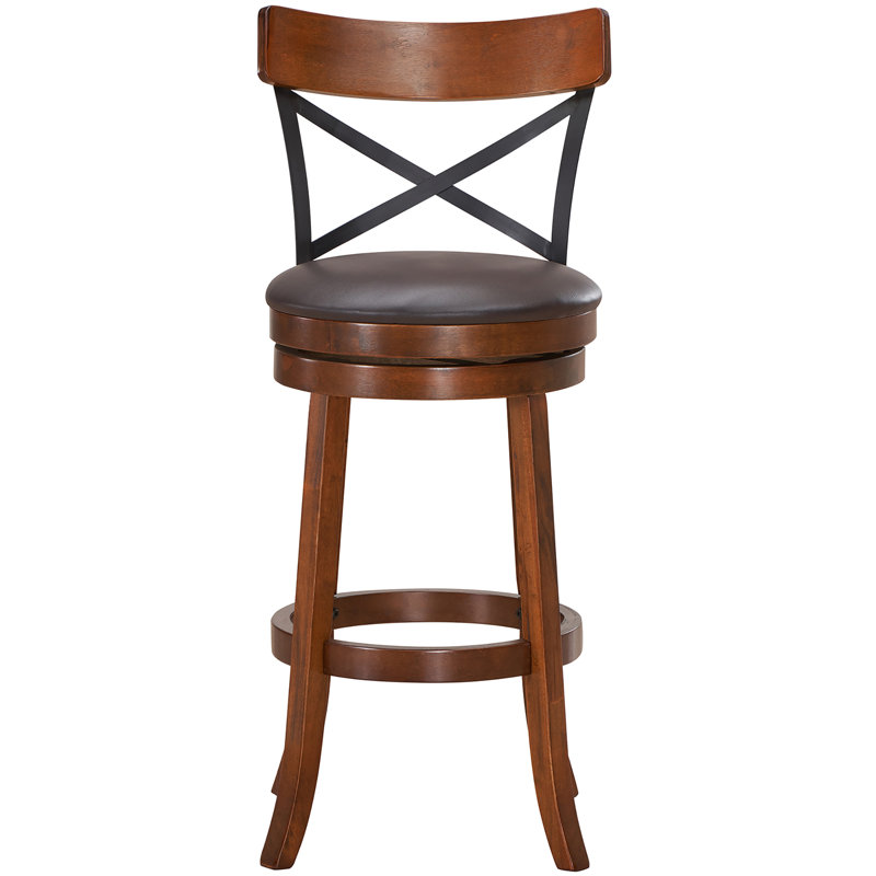 Laclair Swivel Upholstered Counter Stool with Solid Wood Frame, Bar Stool (29.5” Seat Height), 2