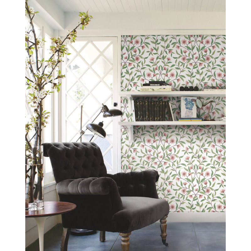 Papier peint floral Helghi, Corail