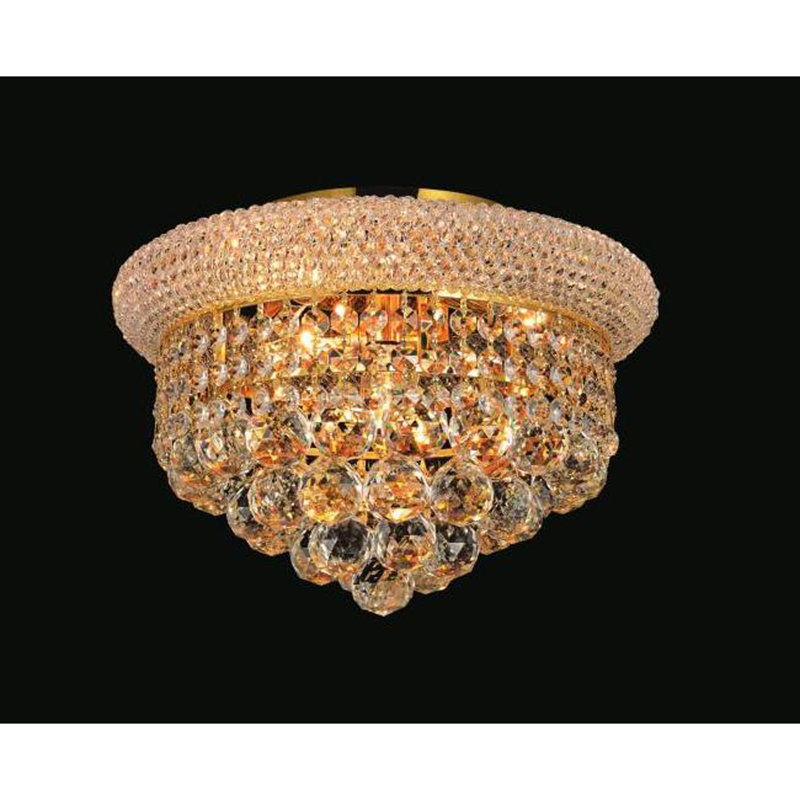 Plafonnier encastré Classic Crystal, Doré, H 11 po x l 14 po x P 14 po