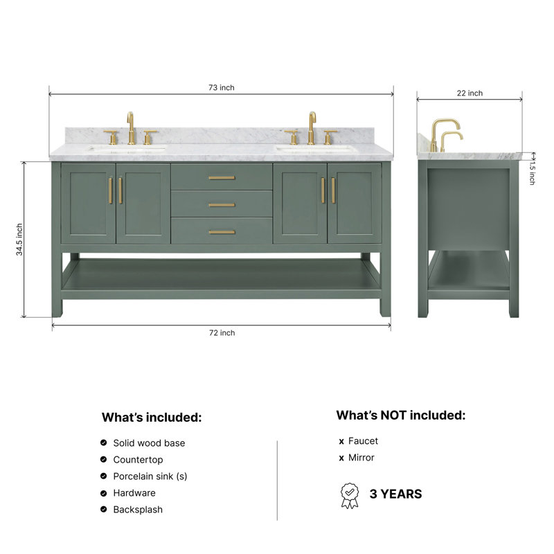 Magnolia Bath Vanity Rectangular Basin S073DCWRV, Vintage Green, Rectangular
