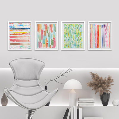 " Rainbow Pastel Paint Stroke Collage " 4 - Pieces