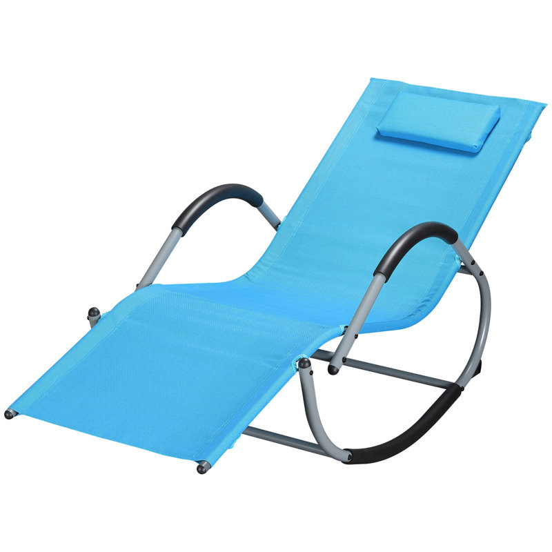 Dashia Outdoor Metal Chaise Lounge, Gray/Black, Sky Blue