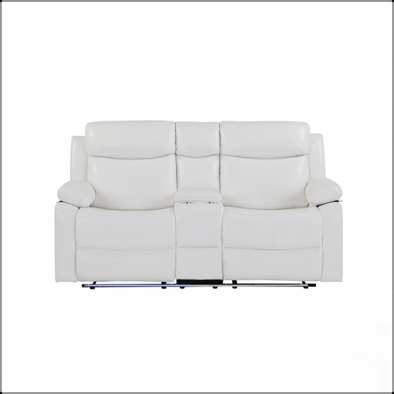 Causeuse inclinable à console blanche avec lumières DEL et haut-parleurs pour un divertissement à domicile amélioré