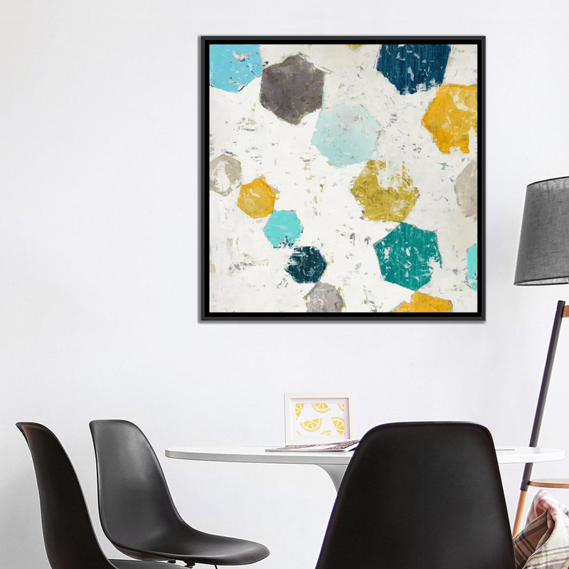 " Hexagon II " by Edward Selkirk, 18" H x 18" W x 1.5" D, Black Framed Canvas, No Mat