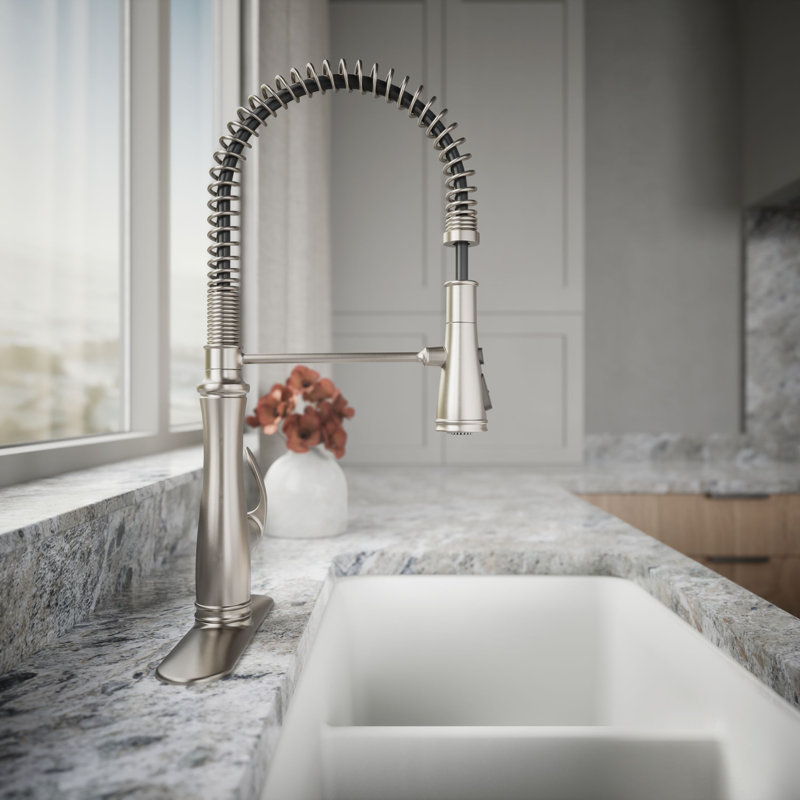 Kohler Bellera Single Handle Semi-Professional Pre-Rinse Kitchen Faucet with Three-Function Pull Down Sprayer