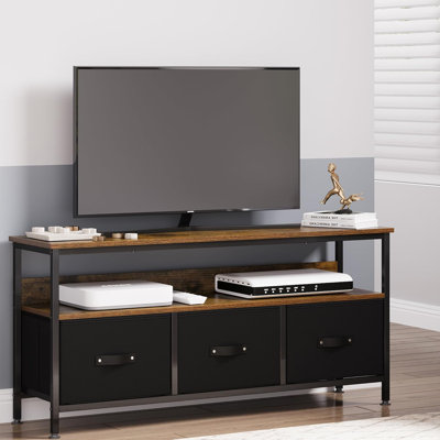 Meuble télé 47,2 po, meuble télé avec rangement, tiroirs et tablettes ouvertes 47,2 po