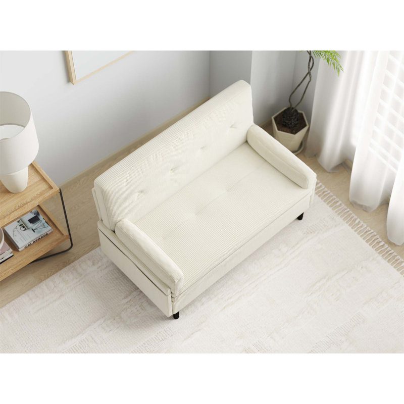 Versatile 2-Seater Sofa Sleeper with Advanced Recline Feature for Ultimate Comfort, Ivory