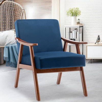 Mid-Century Modern Chair, Living Room Chair With Solid Wood Frame, Accent Chair Extra-Thick Backrest, Wingback Chair For Bedroom, Reading Room, Living Room, Lounge Chair Indoor (Accent Chair)