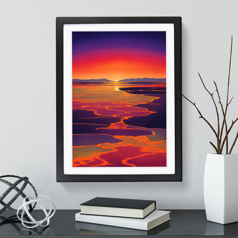 Unique Sunset - Wall Art, 48cm H x 36cm W, Black Picture Frame, White