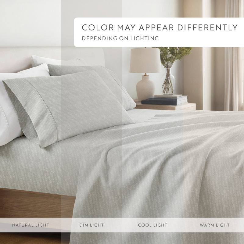 4 Piece Delicate Details Pattern Sheet Set, Twin Sheet Set with 1 Standard Pillowcase, Light Gray Geometric