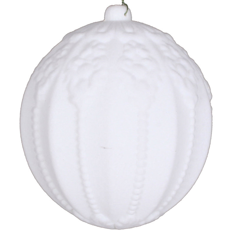 Ornement boule en relief floqué, Blanc