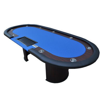 Table de poker 96 "modèle 16367 avec pieds en forme de U, boîte Dox, plateau à jetons bleu