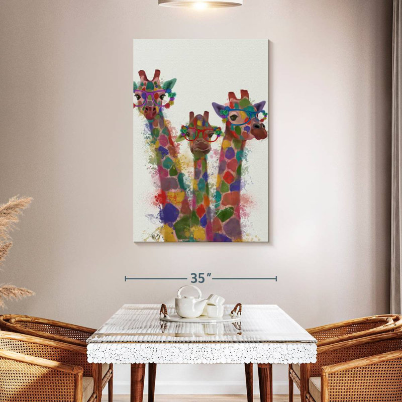 Brampt Rainbow Splash Giraffe Trio, 48" H x 32" W